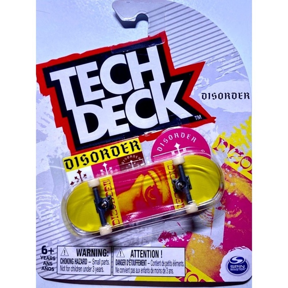 Tech Deck Disorder Rare Fingerboard Skateboard‎ Yellow Pink Spin Master NIP 2022